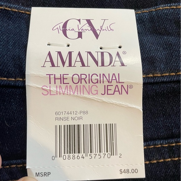 NWT Gloria Vanderbilt Amanda Blue Jeans Sliming Rinse Nior Plus Size 16 Women’s - Picture 10 of 11